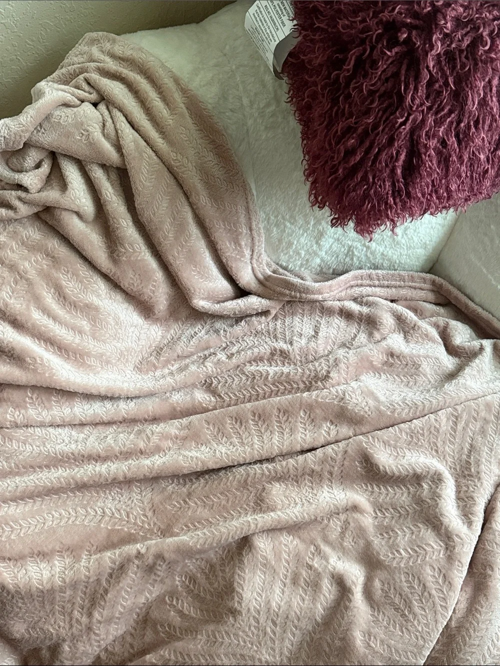 Floral Ferns Shabby Chic Oversized Soft & Plush Accent Throw Blanket pink boho